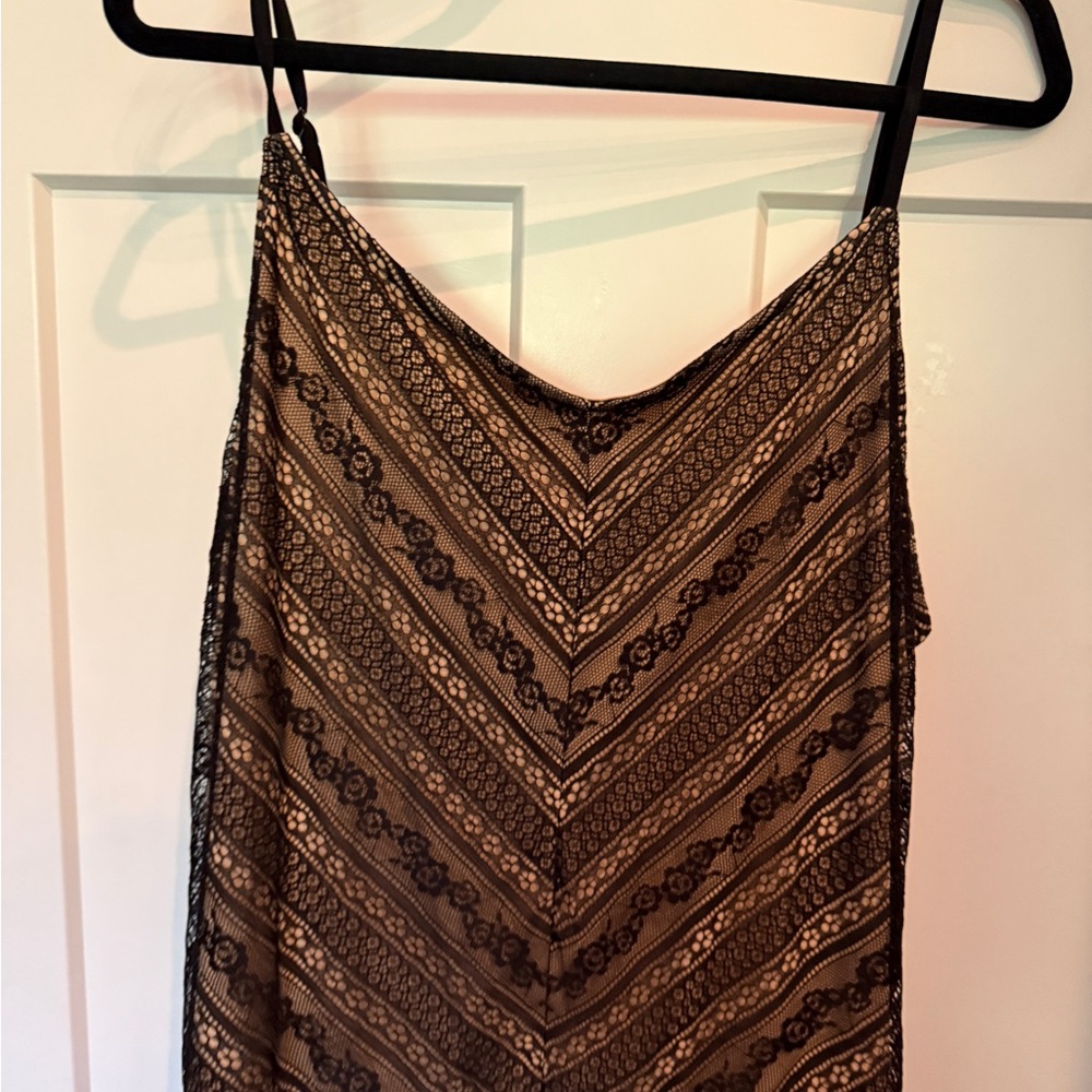 Torrid Black Lace Trim Tan Top